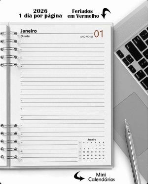 Agenda neutra 1 dia por página kit 10 unidades
